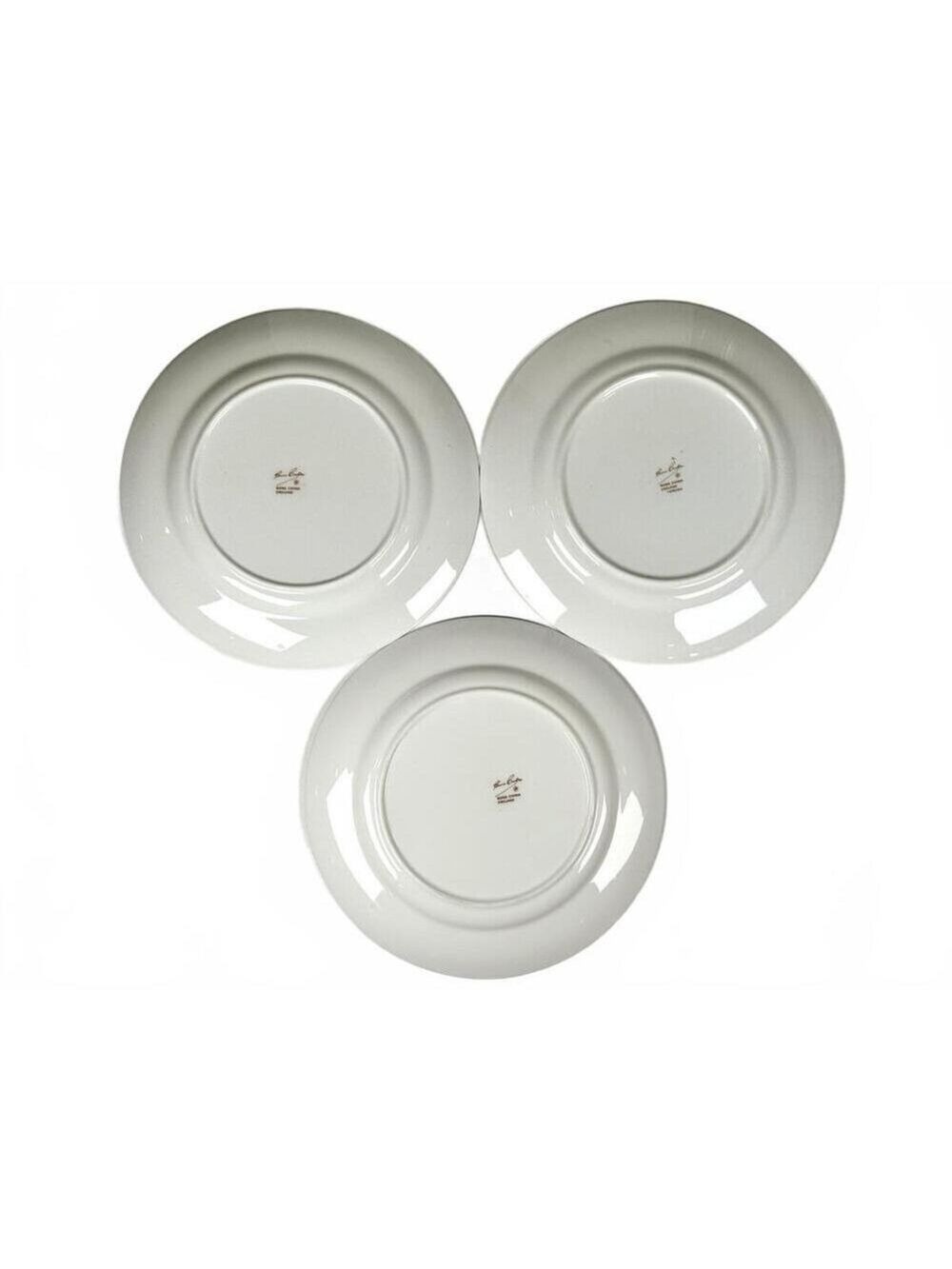 Set of 3 vintage Susie Cooper Gardenia Bone China England Teal Gold 8 in Plates - Picture 5 of 8